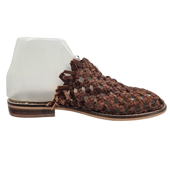 Free People‎ Womens 36 Mirage Brown Leather Woven Flat Mules Sandals - Picture 6 of 16